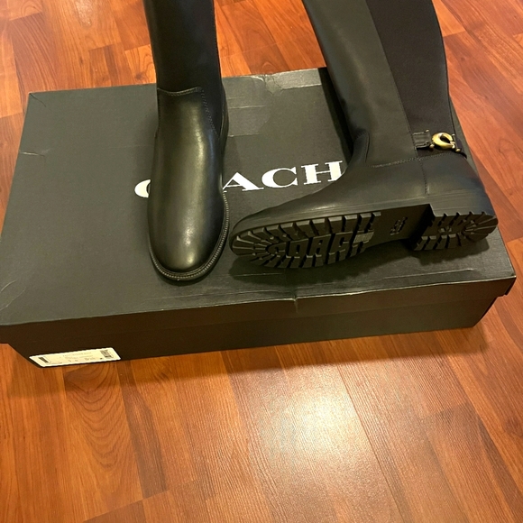 Coach "Faith" Knee High Lug Sole Boot * Black * Size 9 New with Box - Picture 1 of 4